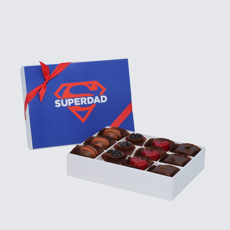 "SUPERDAD" FATHER'S DAY 12-PIECE CHOCOLATE HARD BOX