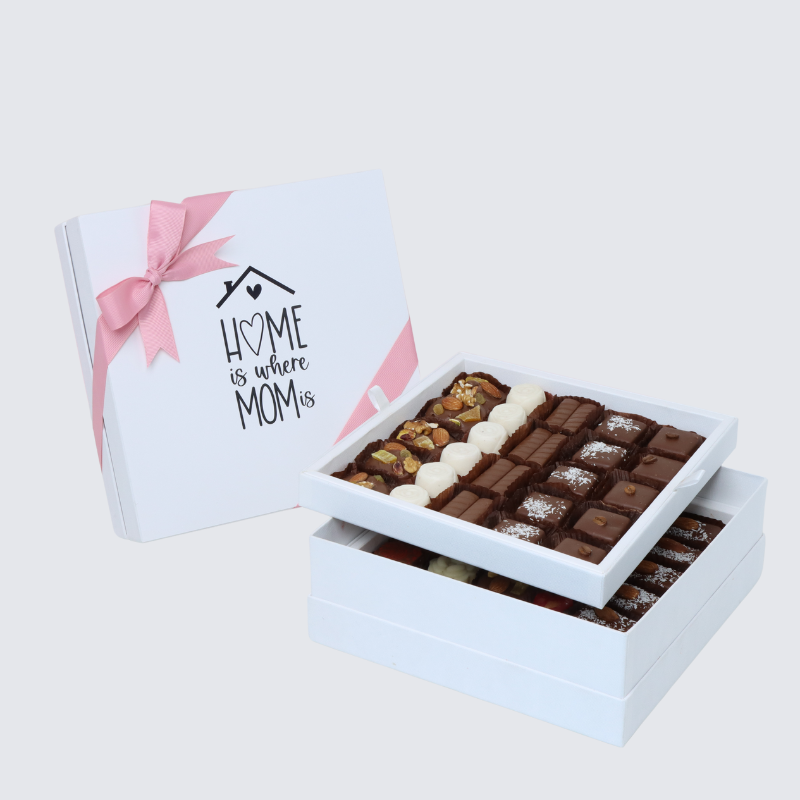 "MOTHER'S DAY" HOME DESIGNED 2-LAYER (1 KILO) CHOCOLATE HARD BOX