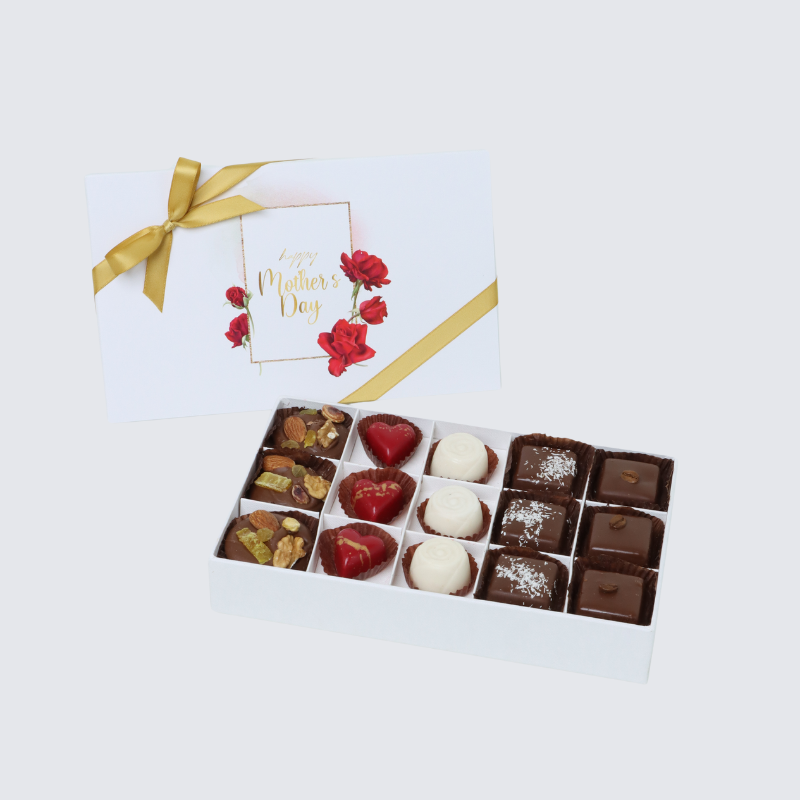 "HAPPY MOTHER'S DAY" ROSES FRAME DESIGNED 15-PIECE CHOCOLATE HARD BOX