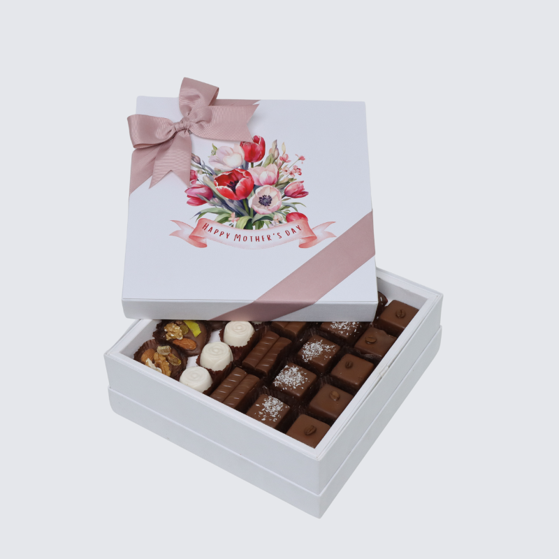 "HAPPY MOTHER'S DAY" FLORAL DESIGNED (500 GRAMS) PREMIUM CHOCOLATE HARD BOX