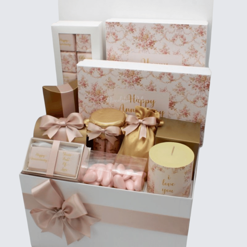 LUXURY FLORAL ANNIVERSARY CHOCOLATE & SWEETS HAMPER