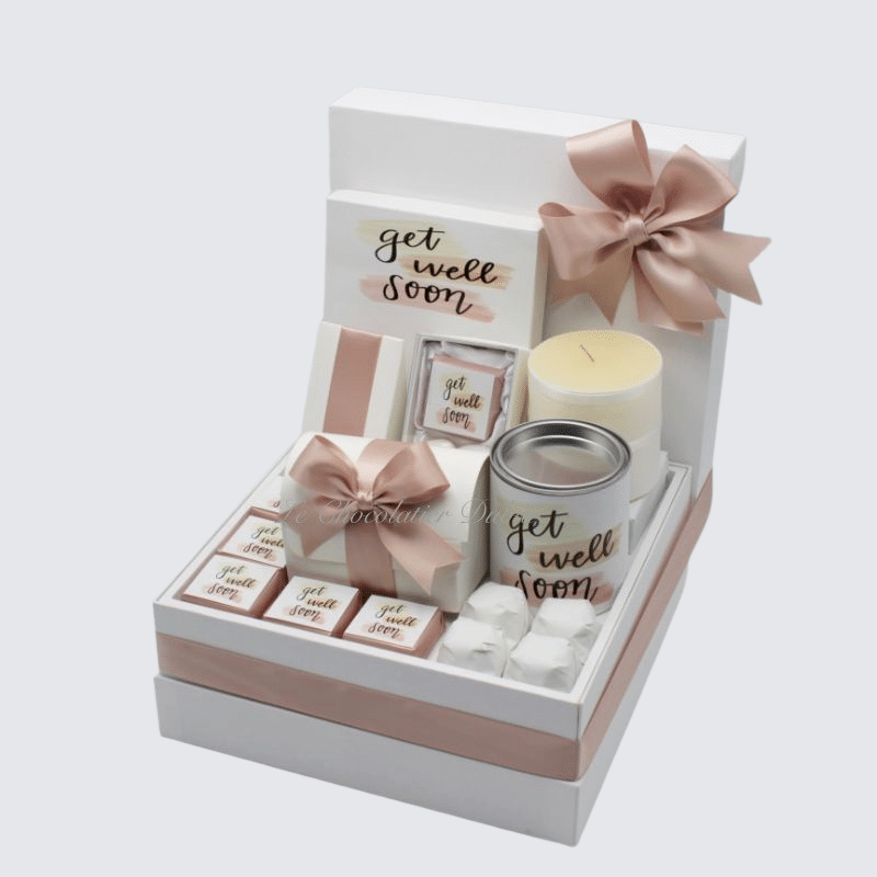 LUXURY STAINED "GET WELL SOON" CHOCOLATE SWEET HAMPER