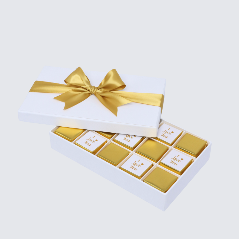"I LOVE YOU" GOLD DESIGNED CHOCOLATE 15-PIECE CHOCOLATE HARD BOX