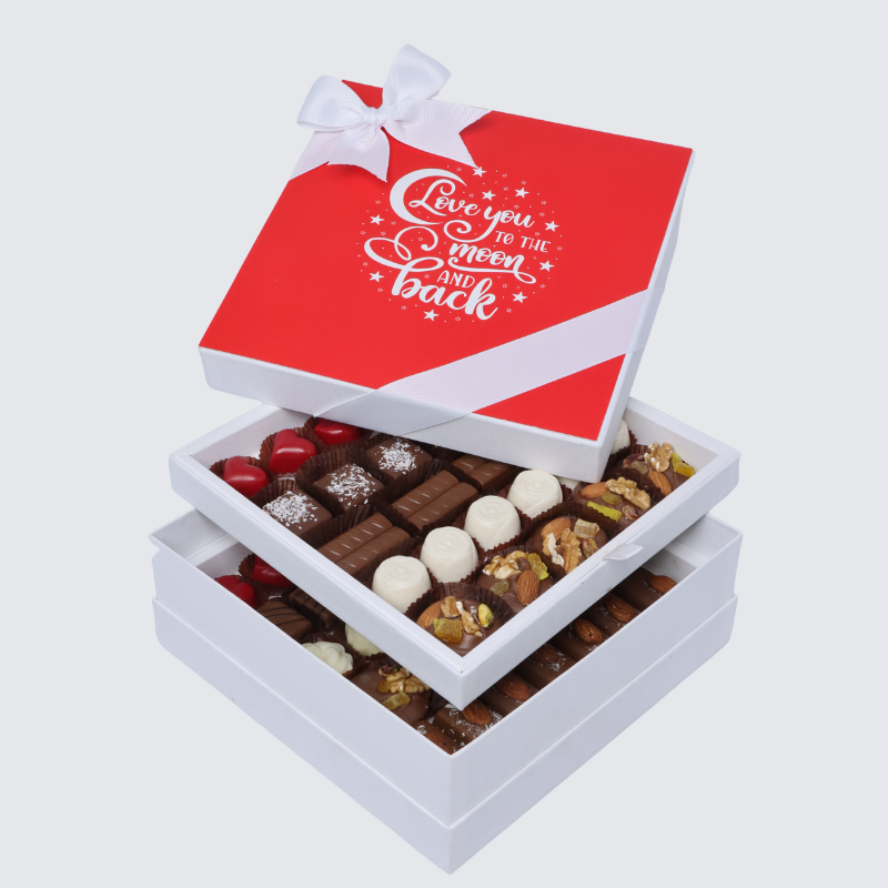 "I LOVE YOU" DESIGNED 2-LAYER CHOCOLATE HARD BOX