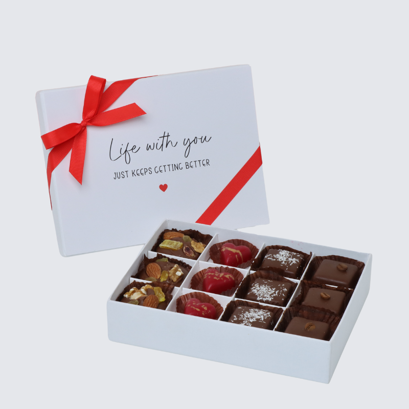 LOVE MESSAGE "LIFE WITH YOU" DESIGNED 12-PIECE CHOCOLATE HARD BOX