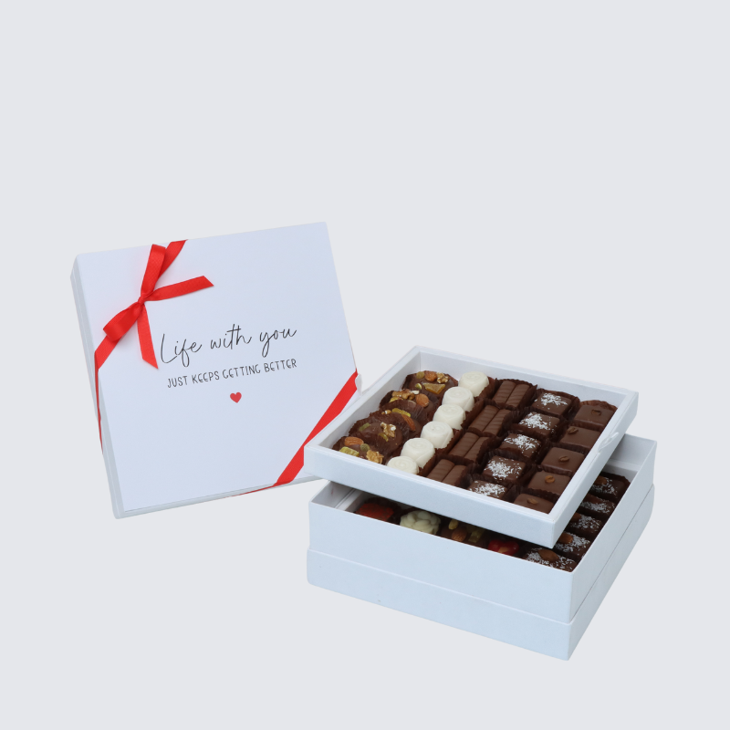 LOVE MESSAGE "LIFE WITH YOU" DESIGNED 2-LAYER CHOCOLATE HARD BOX