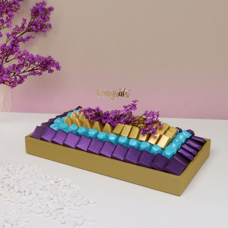 CONGRATS CHERRY BLOSSOM FLORAL DECORATED CHOCOLATE LEATHER TRAY