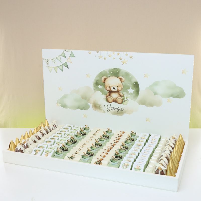 BABY BOY TEDDY THEME DESIGNED CHOCOLATE LEATHER TRAY