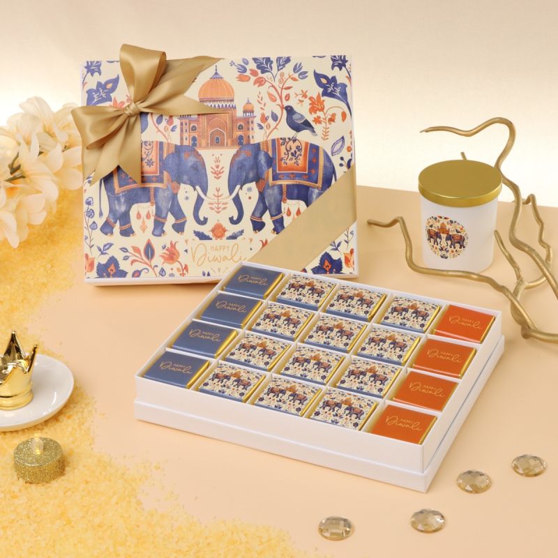 HAPPY DIWALI ELEPHANT FESTIVE DESIGNED 20-PIECE CHOCOLATE HARD BOX