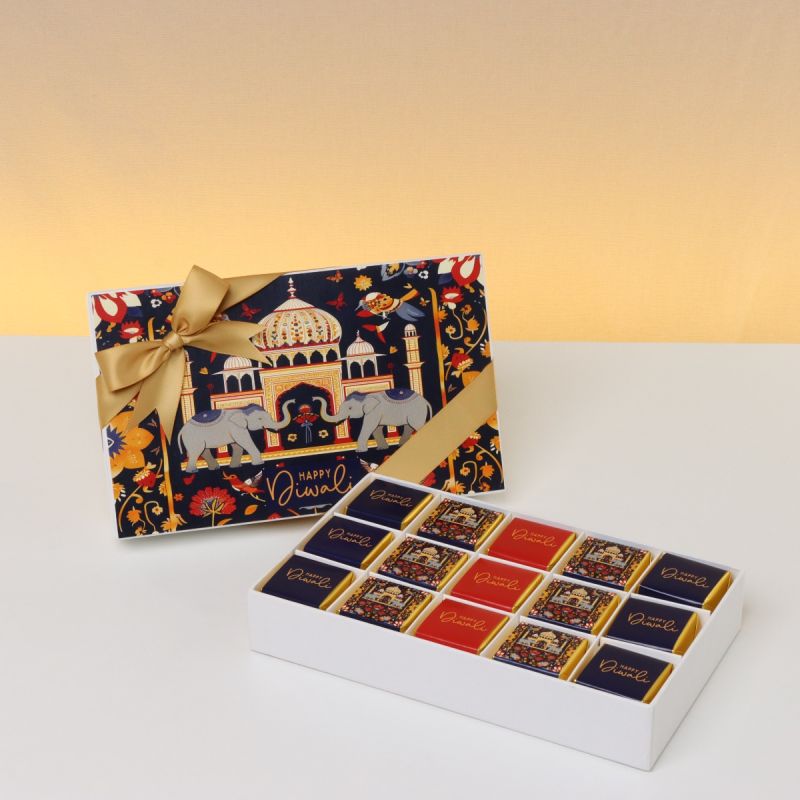 HAPPY DIWALI MAJESTIC ELEPHANT DESIGNED 15-PIECE CHOCOLATE HARD BOX