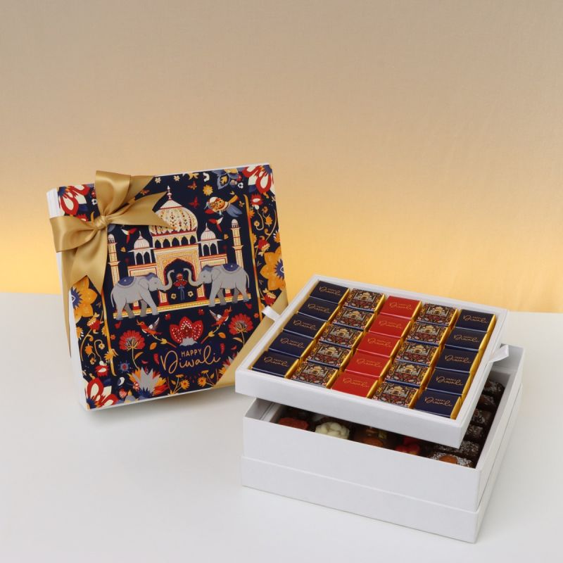 HAPPY DIWALI MAJESTIC ELEPHANT DESIGNED CHOCOLATE 2-LAYER HARD BOX