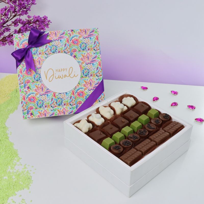 HAPPY DIWALI FLORAL PATTERN DESIGNED 25-PIECE CHOCOLATE HARD BOX