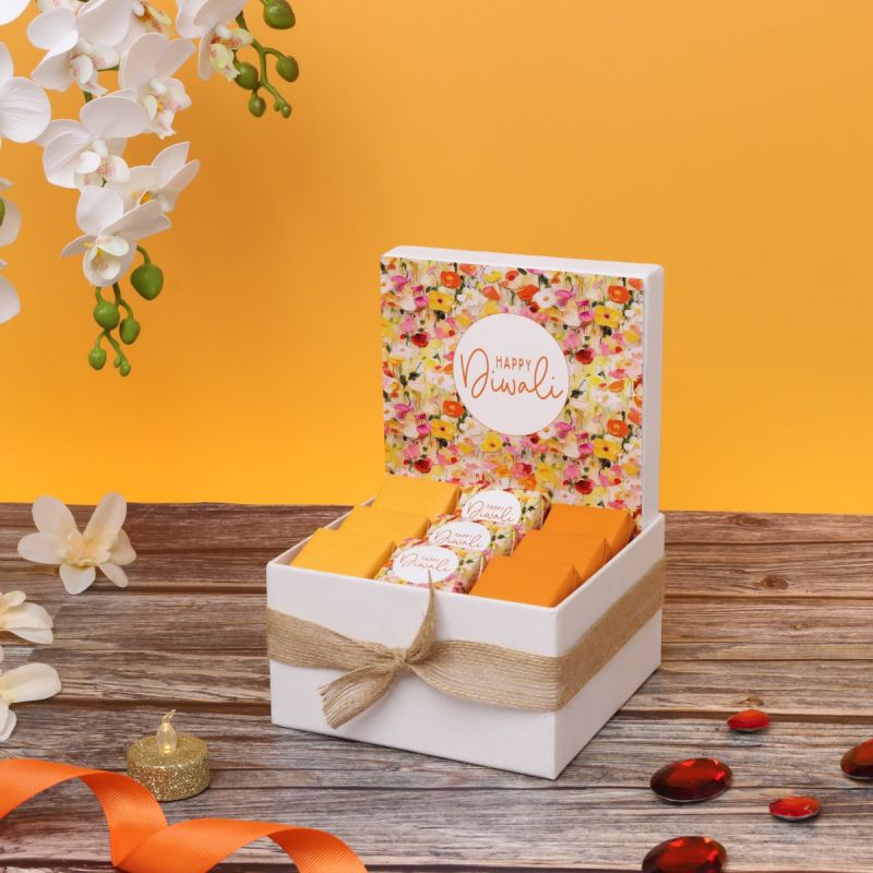 HAPPY DIWALI FLORAL DESIGNED CHOCOLATE SMALL HAMPER