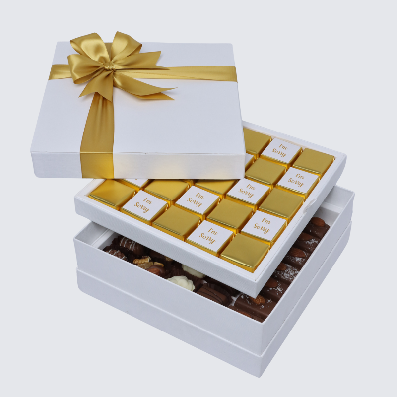 "I'M SORRY" GOLD DESIGNED 2-LAYER CHOCOLATE HARD BOX
