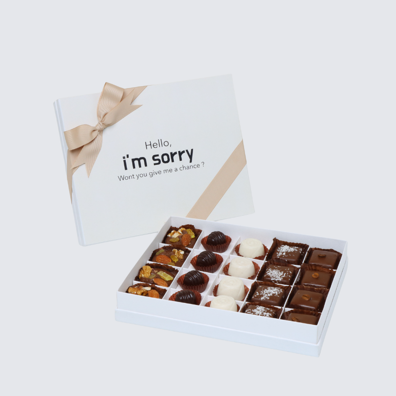 "HELLO, I'M SORRY" DESIGNED 20-PIECE CHOCOLATE HARD BOX