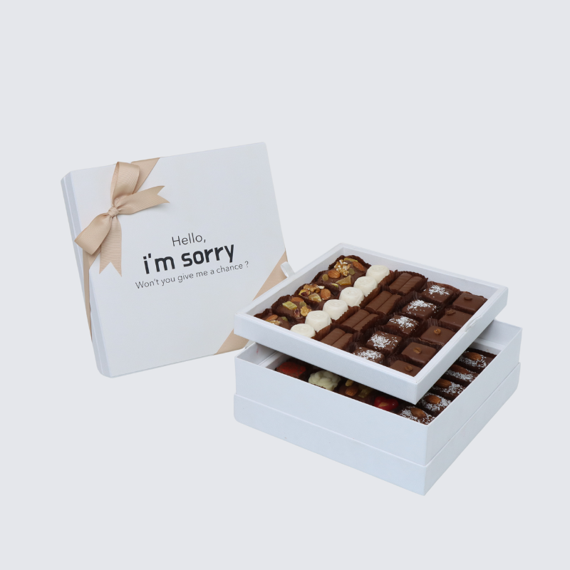 "HELLO, I'M SORRY" DESIGNED 2-LAYER CHOCOLATE HARD BOX