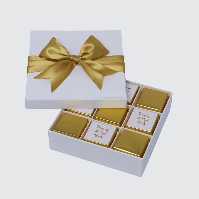 "KEEP UP THE GOOD WORK" GOLD DESIGNED 9-PIECE CHOCOLATE HARD BOX