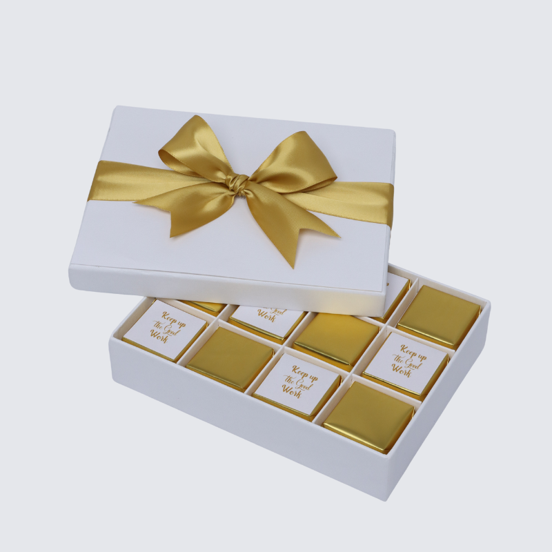 "KEEP UP THE GOOD WORK" GOLD DESIGNED 12-PIECE CHOCOLATE HARD BOX