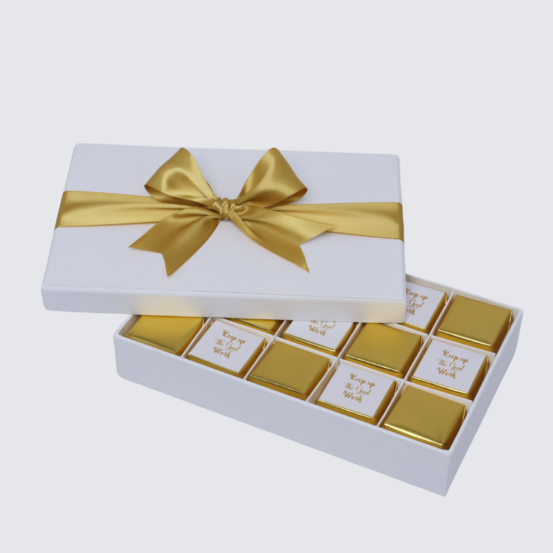 "KEEP UP THE GOOD WORK" GOLD DESIGNED 15-PIECE CHOCOLATE HARD BOX