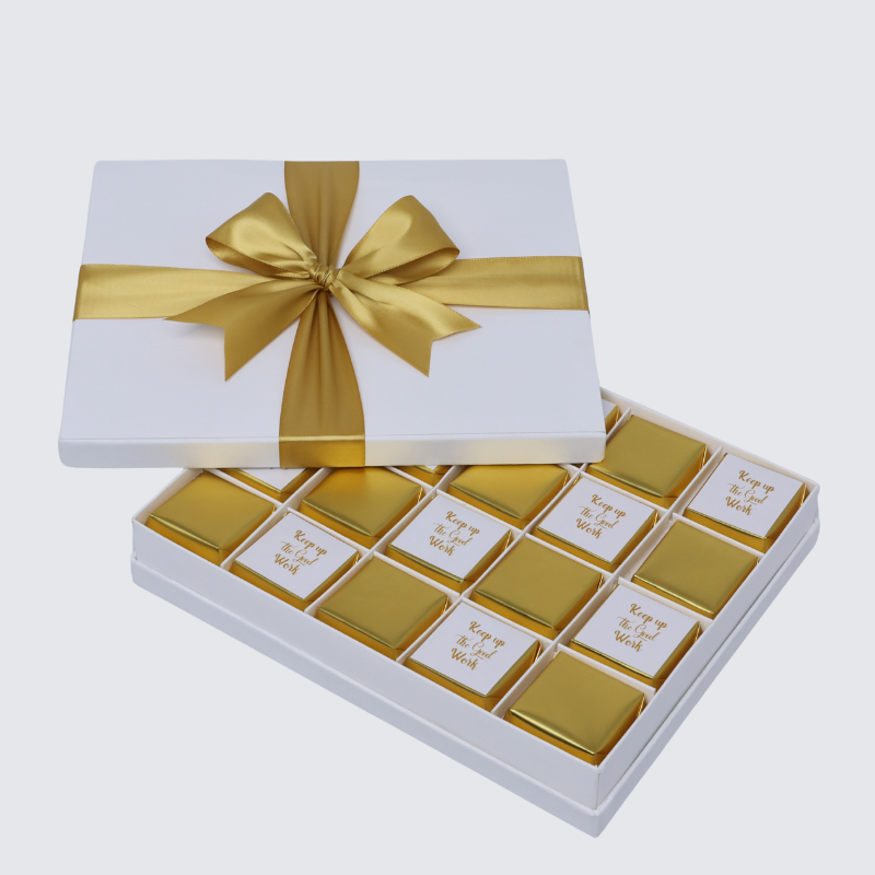 "KEEP UP THE GOOD WORK" GOLD DESIGNED 20-PIECE CHOCOLATE HARD BOX
