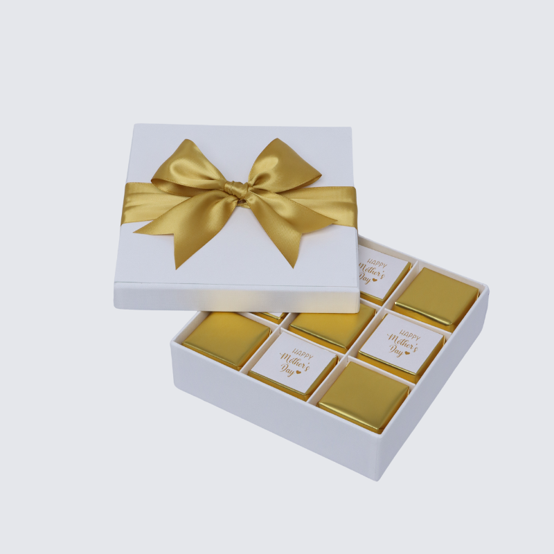"HAPPY MOTHER'S DAY" GOLD DESIGNED 9-PIECE CHOCOLATE HARD BOX