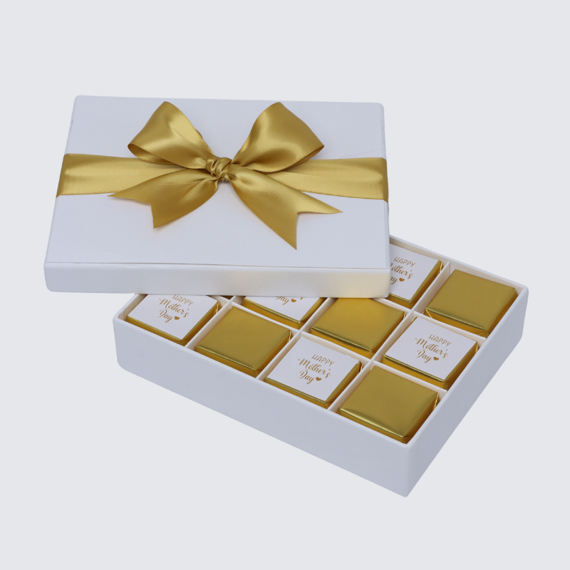"HAPPY MOTHER'S DAY" GOLD DESIGNED 12-PIECE CHOCOLATE HARD BOX