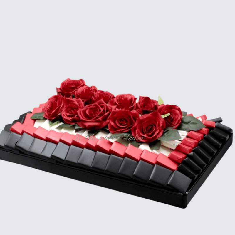 ACRYLIC FLORAL CHOCOLATE WOOD TRAY