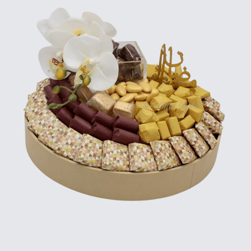 FLORAL ACRYLIC RAMADAN CHOCOLATE DATES SWEETS LEATHER TRAY