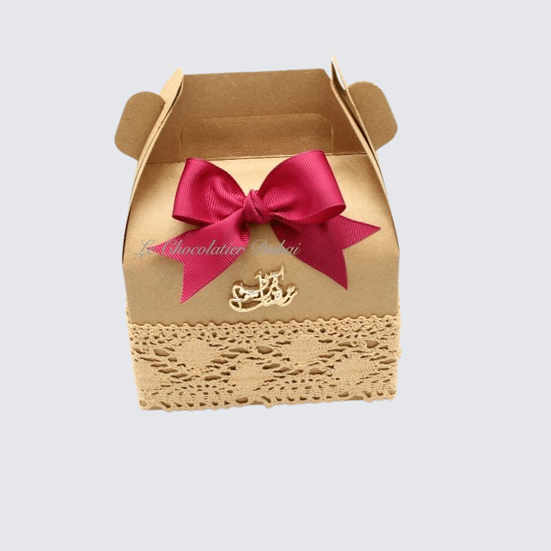 CROCHET RIBBON DECORATED CHOCOLATE BOX
