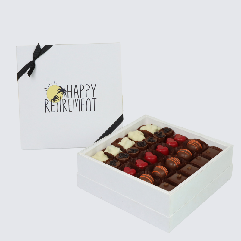 "HAPPY RETIREMENT" DESIGNED PREMIUM CHOCOLATE HARD BOX