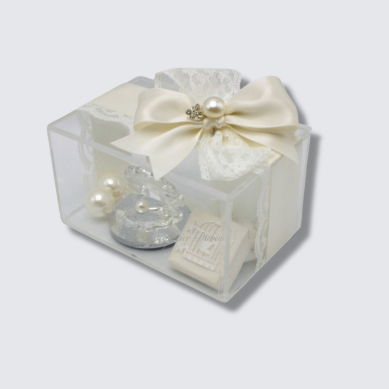 BIRD LACE DECORATED BRIDAL ACRYLIC BOX GIVEAWAY