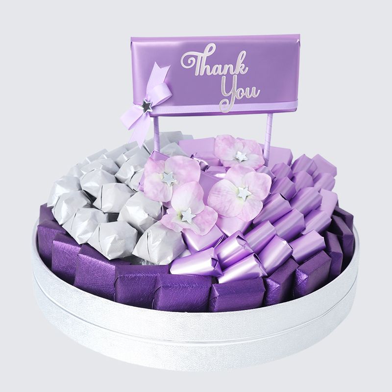 LUXURY "THANK YOU" CHOCOLATE LEATHER ROUND TRAY