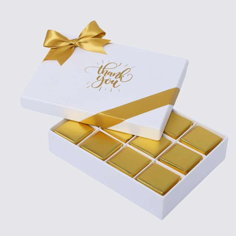 "THANK YOU" SUN STREAK DESIGNED 12-PIECE CHOCOLATE HARD BOX