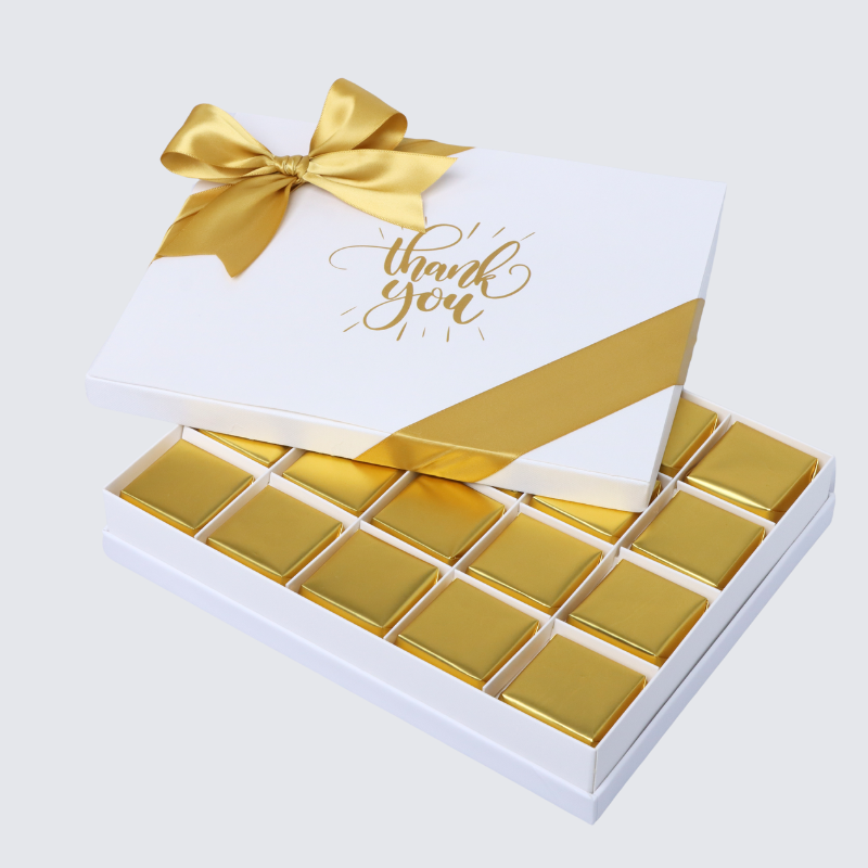 "THANK YOU" SUN STREAK DESIGNED 20-PIECE CHOCOLATE HARD BOX