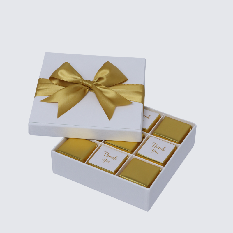 "THANK YOU" GOLD DESIGNED 9-PIECE CHOCOLATE HARD BOX