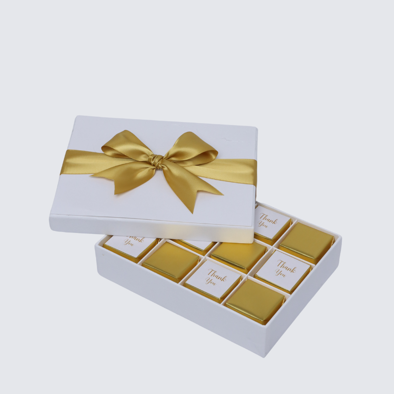 "THANK YOU" GOLD DESIGNED 12-PIECE CHOCOLATE HARD BOX