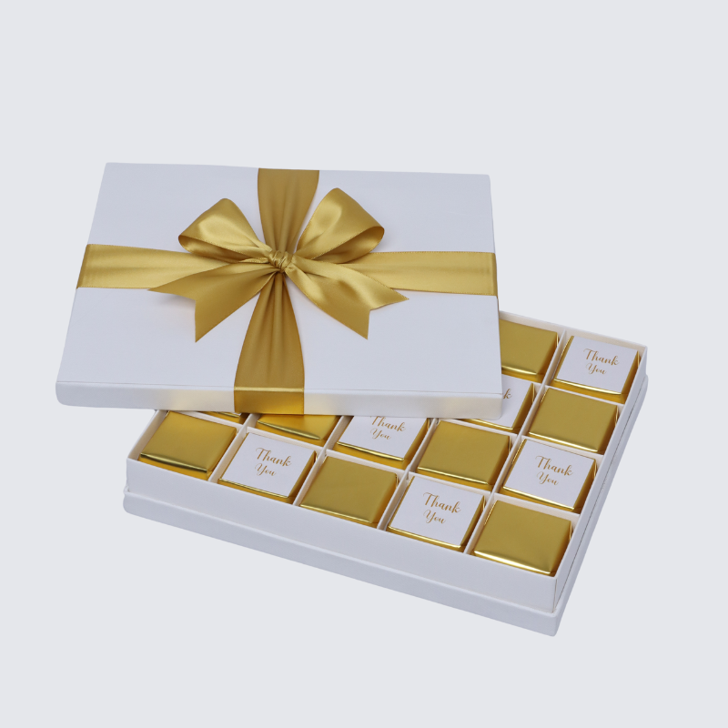 "THANK YOU" GOLD DESIGNED 20-PIECE CHOCOLATE HARD BOX